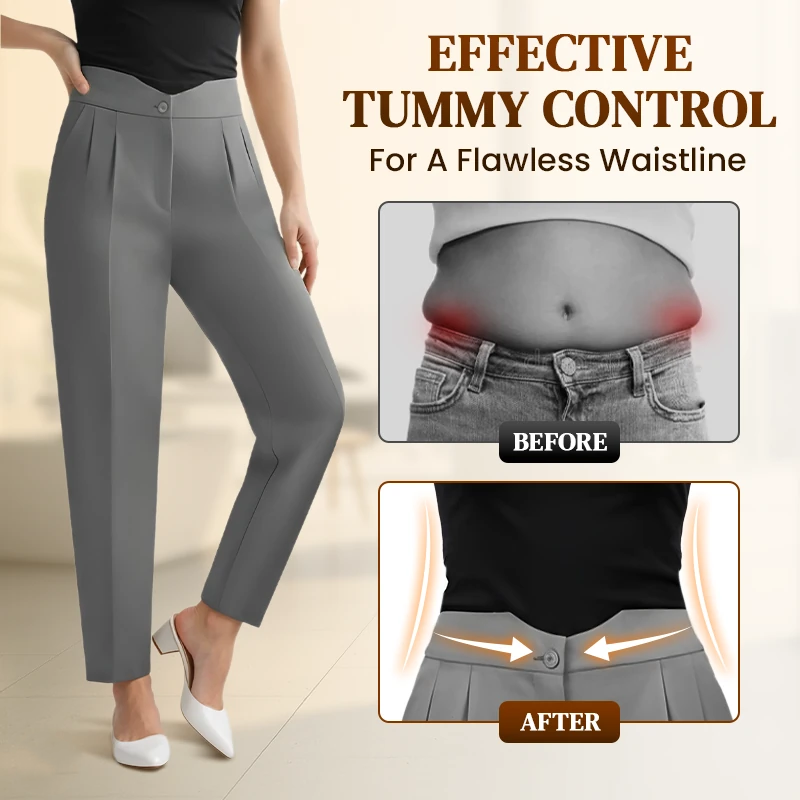 LoraGrace - Women's Soft Pleated Smart Casual Pants