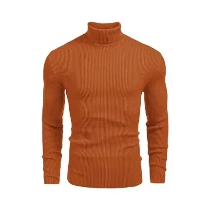 Fall/Winter Men’s Ribbed High-Neck Sweater – Slim Fit, Soft Knit, Warm Casual Pullover