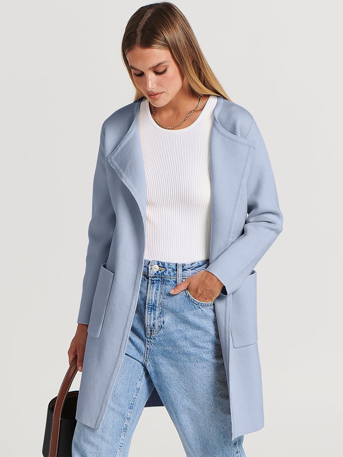 Women's Open Front Knit Lightweight Cardigan Casual Long Coatigan Sweater Lady Jacket Coat 2025 Fall Outerwear