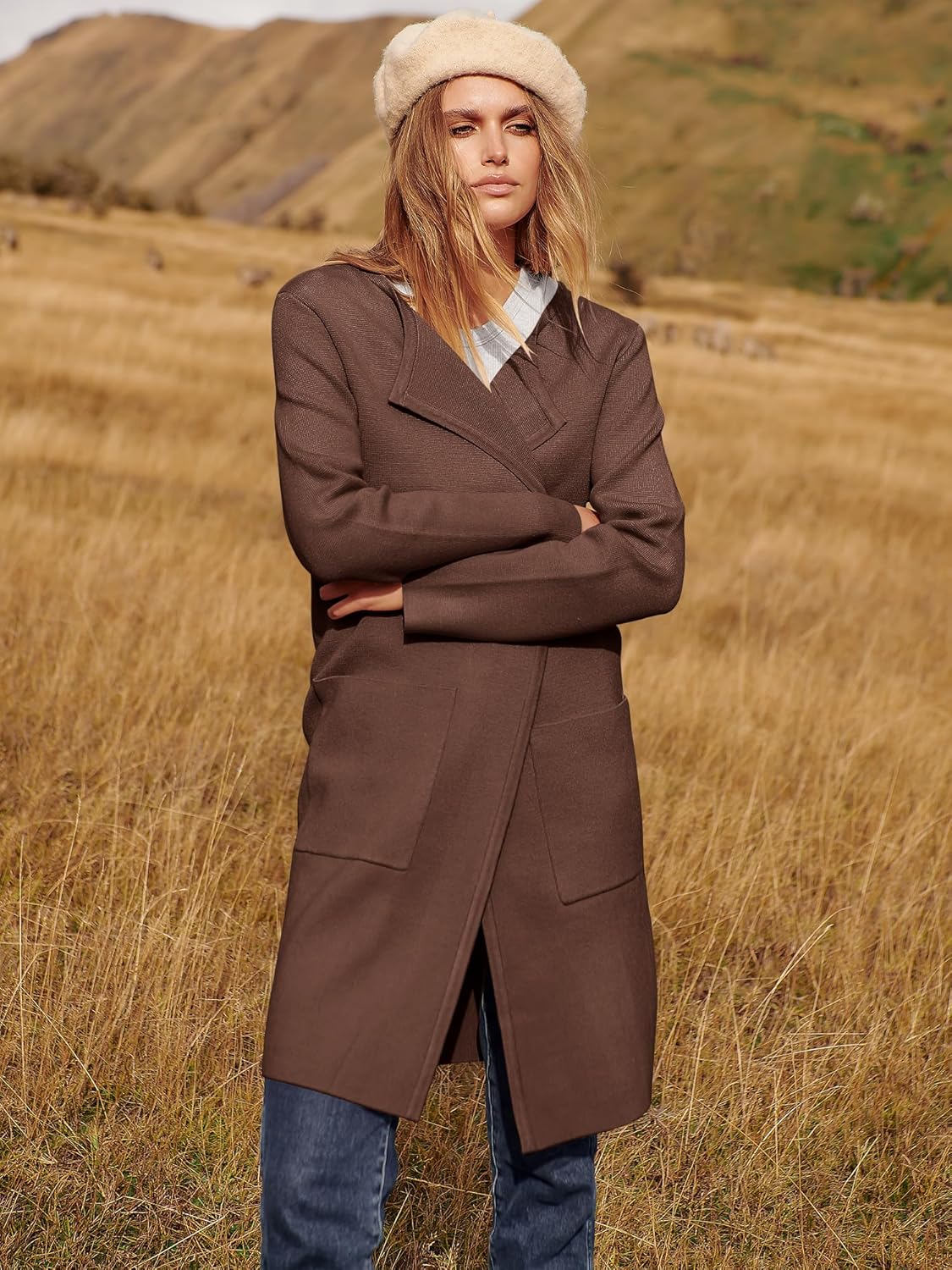 Women's Open Front Knit Lightweight Cardigan Casual Long Coatigan Sweater Lady Jacket Coat 2025 Fall Outerwear