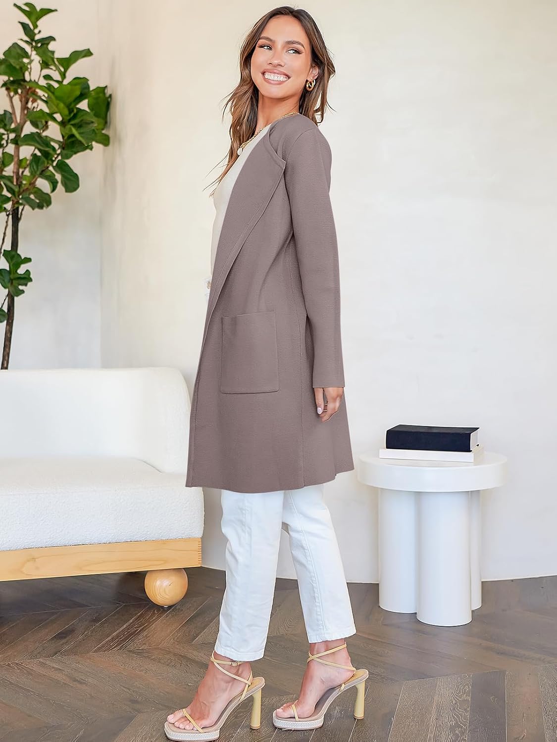 Women's Open Front Knit Lightweight Cardigan Casual Long Coatigan Sweater Lady Jacket Coat 2025 Fall Outerwear