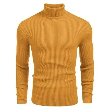 Fall/Winter Men’s Ribbed High-Neck Sweater – Slim Fit, Soft Knit, Warm Casual Pullover
