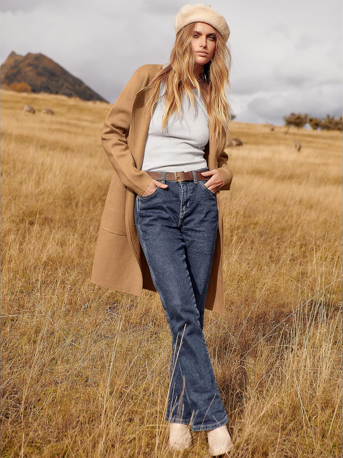 Women's Open Front Knit Lightweight Cardigan Casual Long Coatigan Sweater Lady Jacket Coat 2025 Fall Outerwear