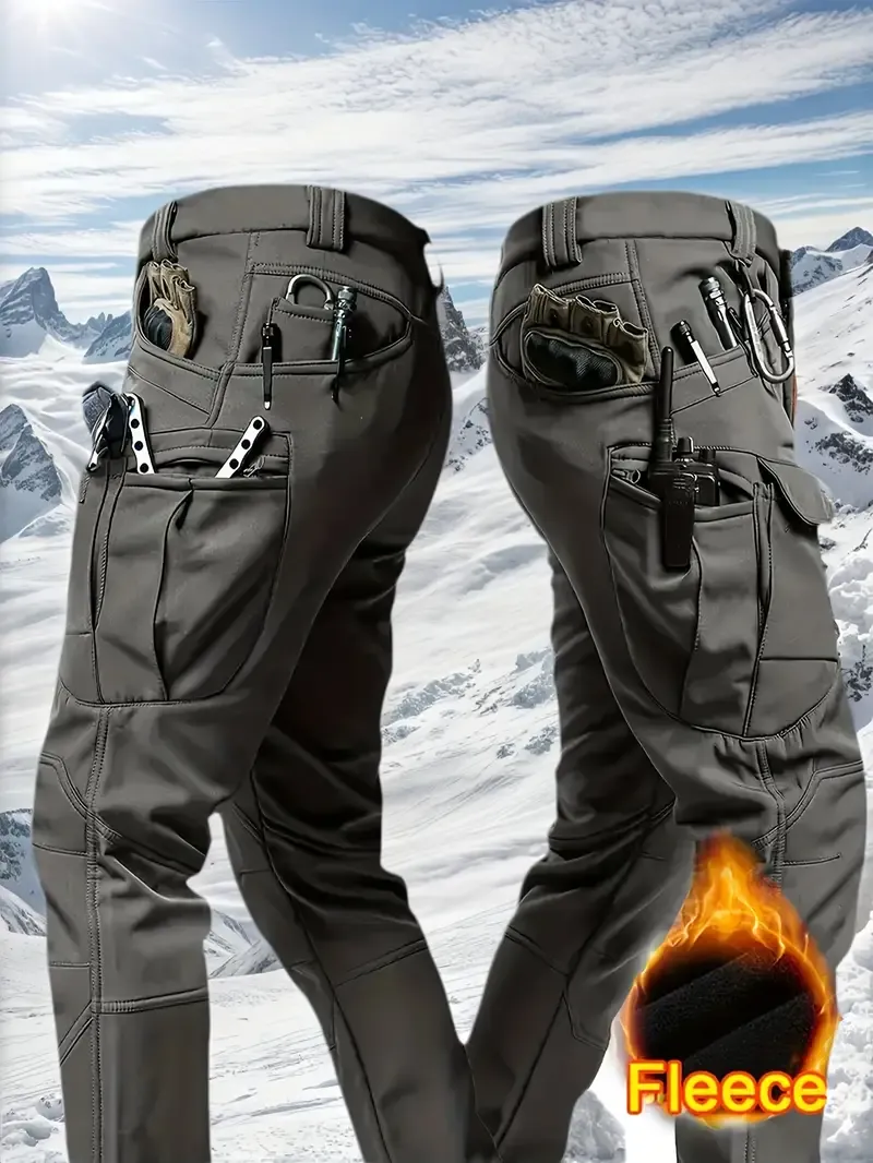 Windproof Warm Men's Outdoor Military Tactical Pants | Soft Shell Fleece Lined