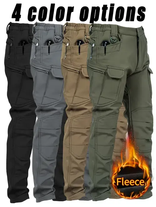 Windproof Warm Men's Outdoor Military Tactical Pants | Soft Shell Fleece Lined