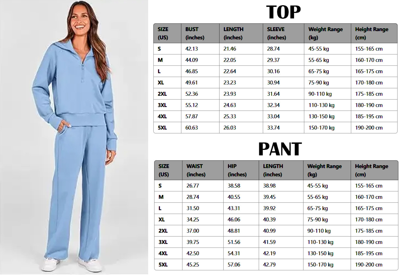 Women's 2 Piece Outfits Casual Lapel Half Zip Sweatshirts And Wide Leg Pants Tracksuit Sets
