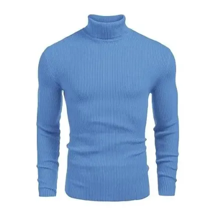 Fall/Winter Men’s Ribbed High-Neck Sweater – Slim Fit, Soft Knit, Warm Casual Pullover