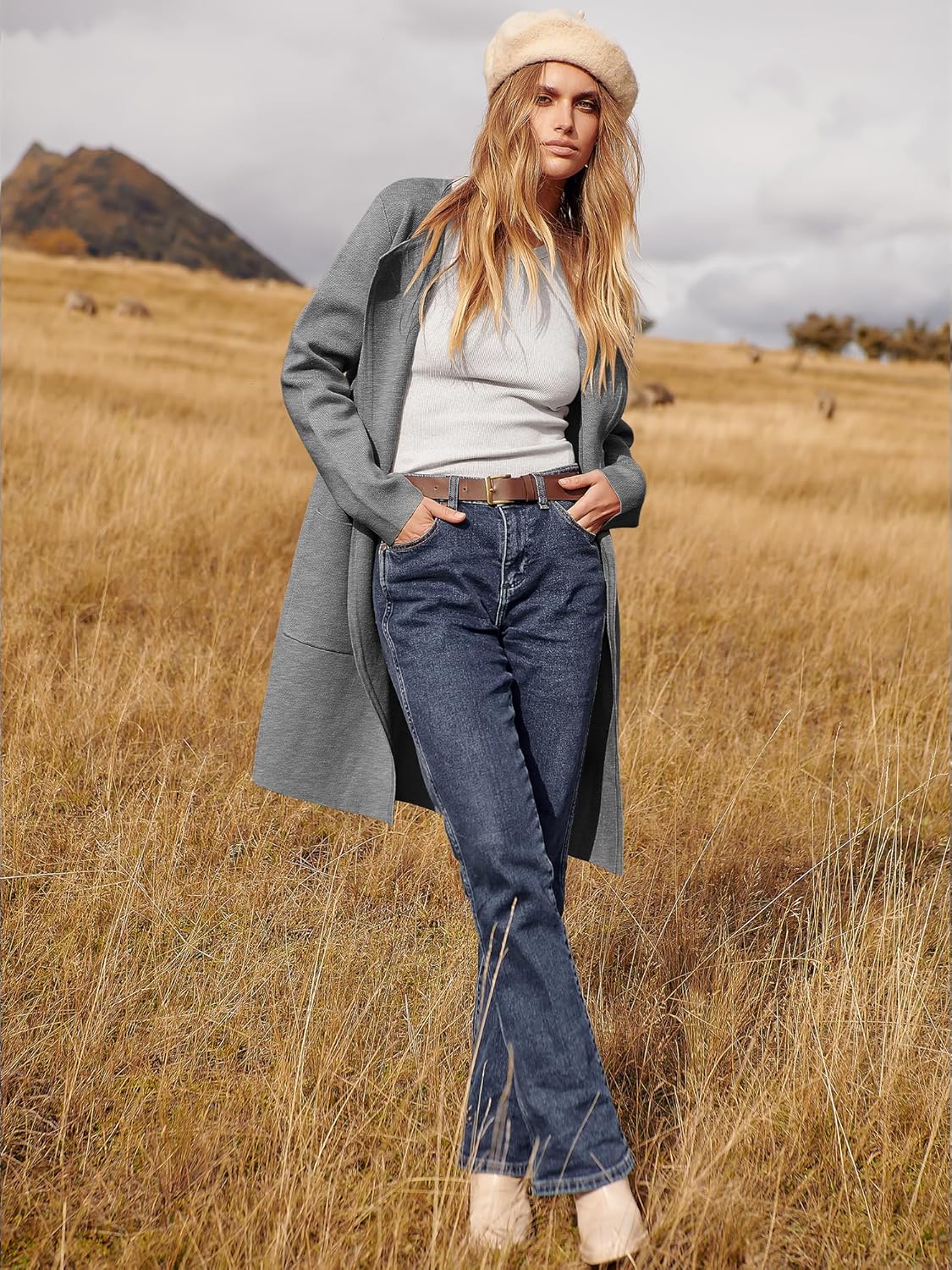 Women's Open Front Knit Lightweight Cardigan Casual Long Coatigan Sweater Lady Jacket Coat 2025 Fall Outerwear