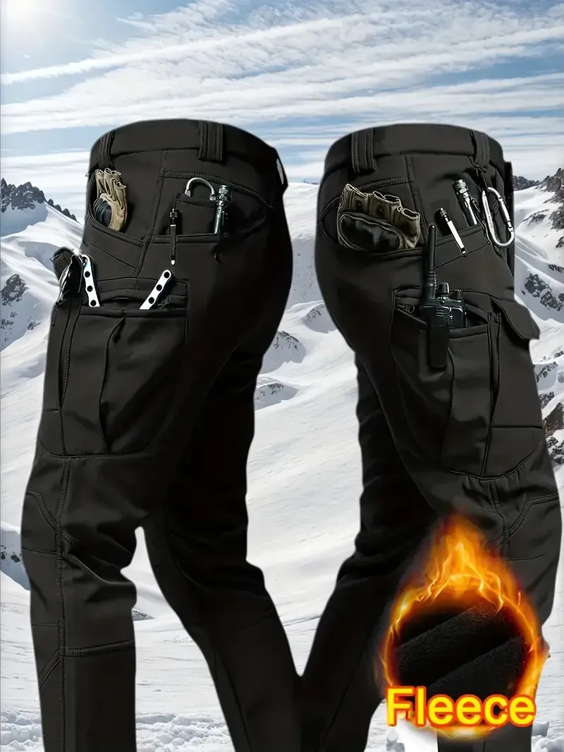 Windproof Warm Men's Outdoor Military Tactical Pants | Soft Shell Fleece Lined