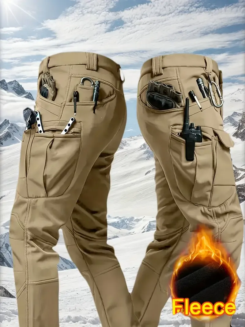 Windproof Warm Men's Outdoor Military Tactical Pants | Soft Shell Fleece Lined