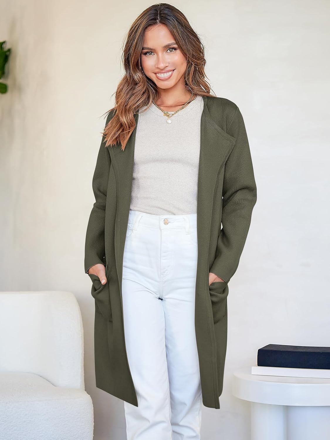 Women's Open Front Knit Lightweight Cardigan Casual Long Coatigan Sweater Lady Jacket Coat 2025 Fall Outerwear