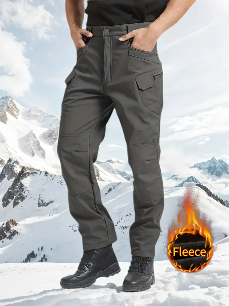 Windproof Warm Men's Outdoor Military Tactical Pants | Soft Shell Fleece Lined