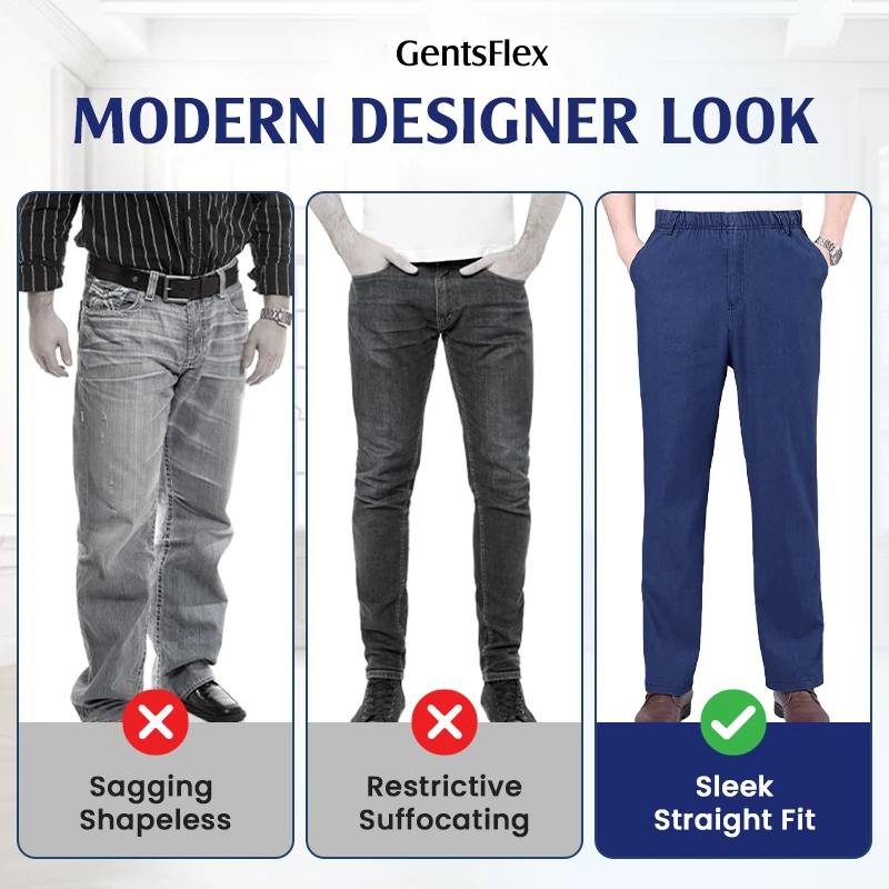 GentsFlex - Flexible Waist Straight Fit Comfort Denim