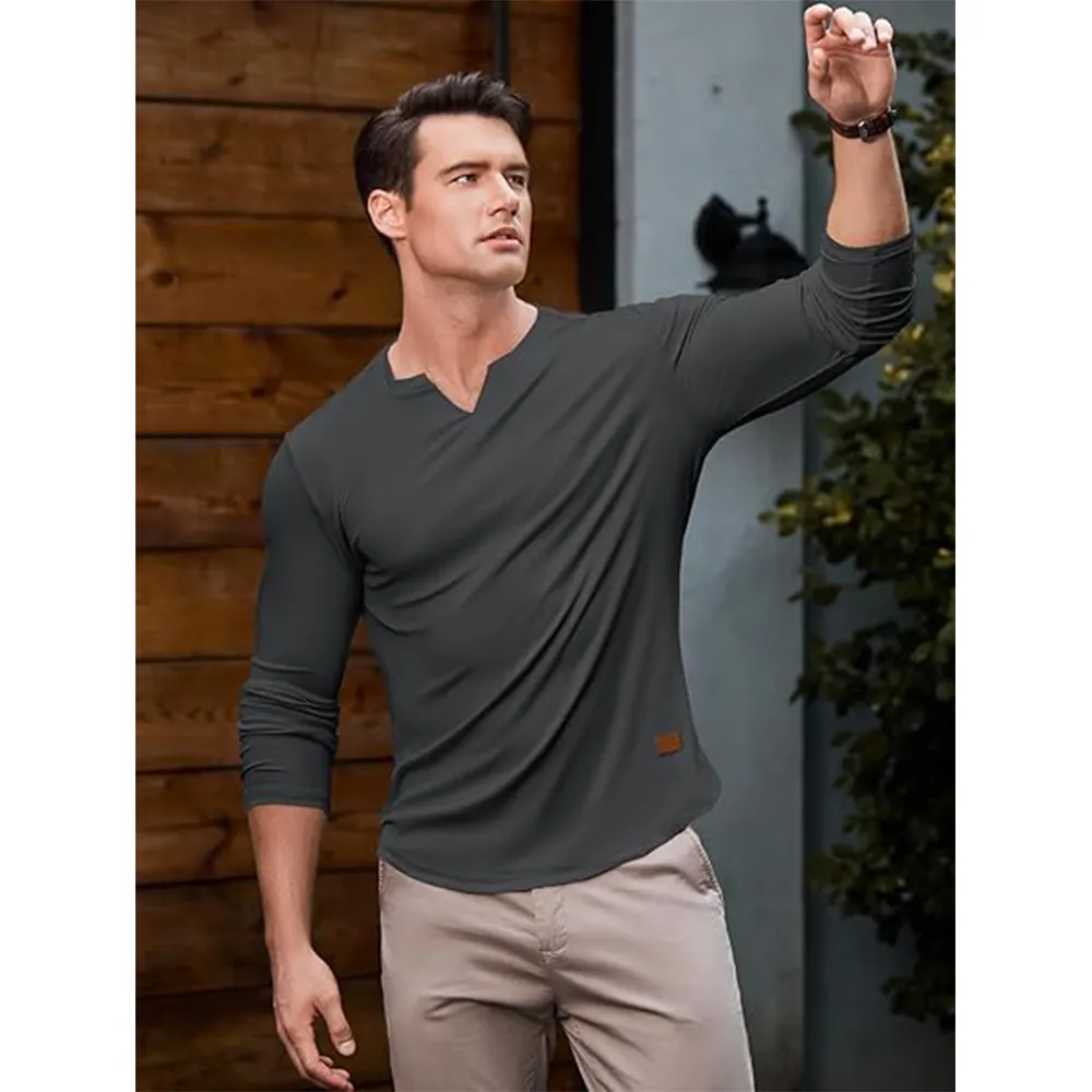 Men's Plain Casual Muscle Shirts for Men Slim Fitted