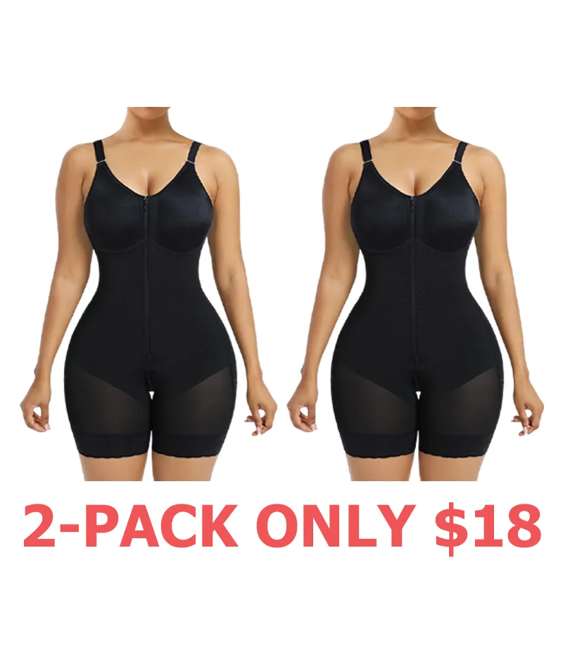 Women's Shaping Underwear Tummy-Control and Butt-Lifting Shaping Pants Zippered Crotch Removable Straps