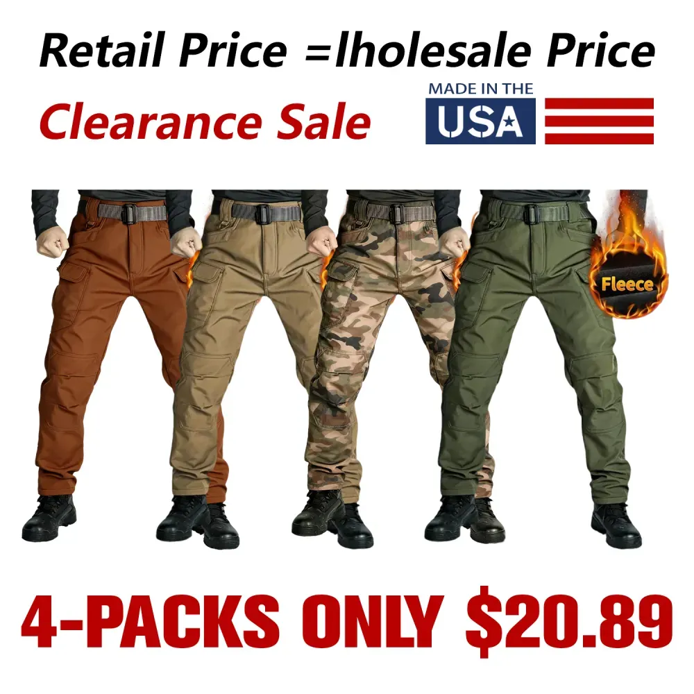 Windproof Warm Men's Outdoor Military Tactical Pants | Soft Shell Fleece Lined