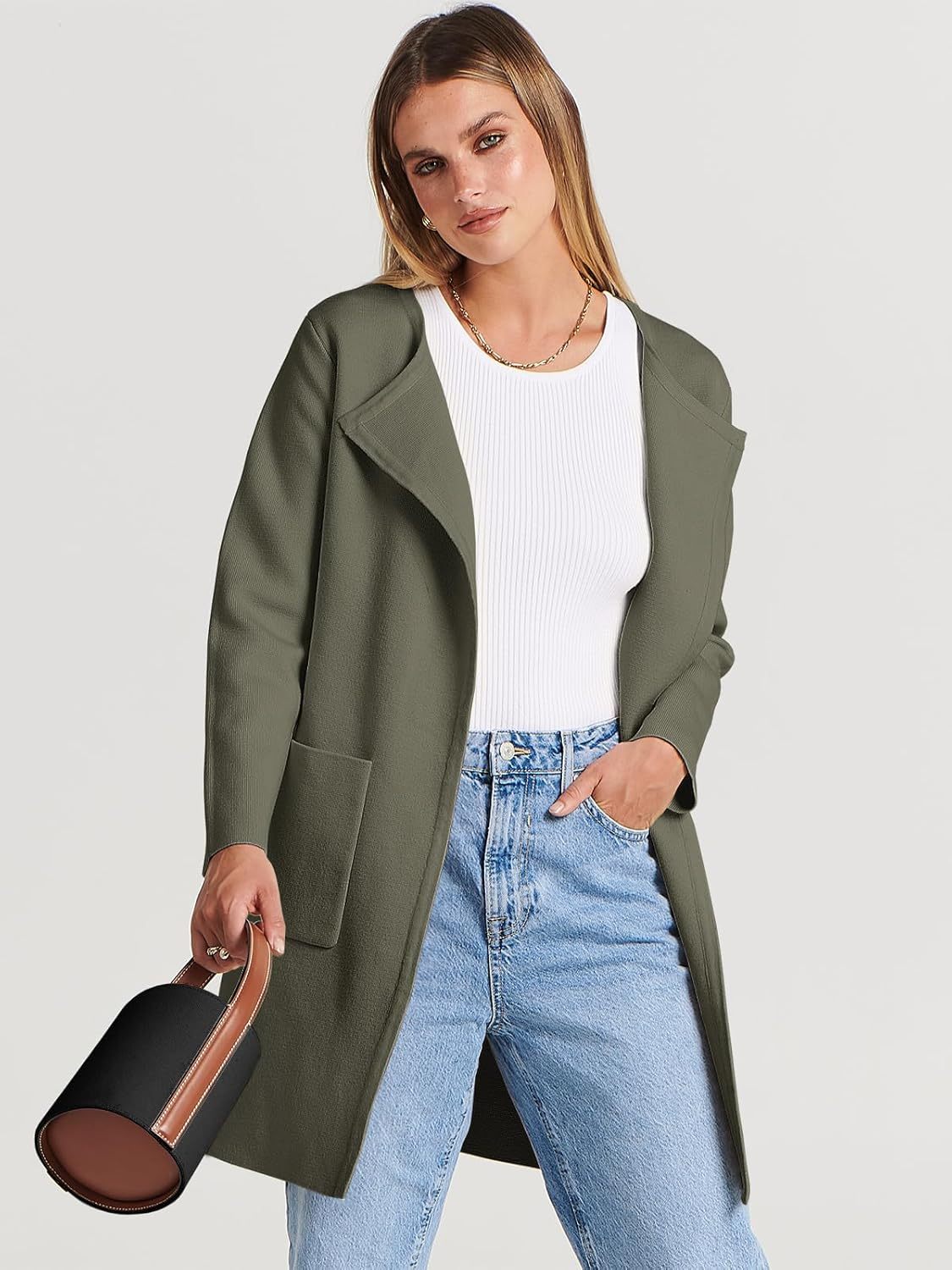 Women's Open Front Knit Lightweight Cardigan Casual Long Coatigan Sweater Lady Jacket Coat 2025 Fall Outerwear