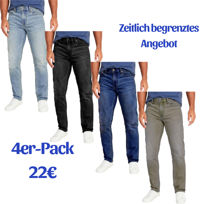⏰Letzter Tag nur 22 €!🔥Herren 4-Pack Flex-Stretch Slim gerade Jeans M