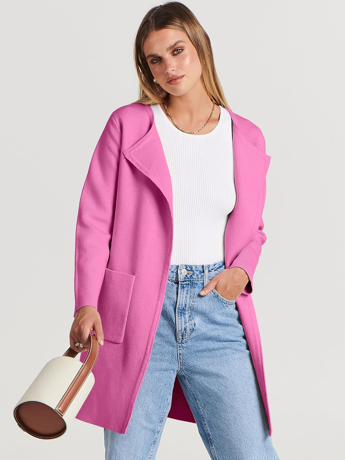 Women's Open Front Knit Lightweight Cardigan Casual Long Coatigan Sweater Lady Jacket Coat 2025 Fall Outerwear