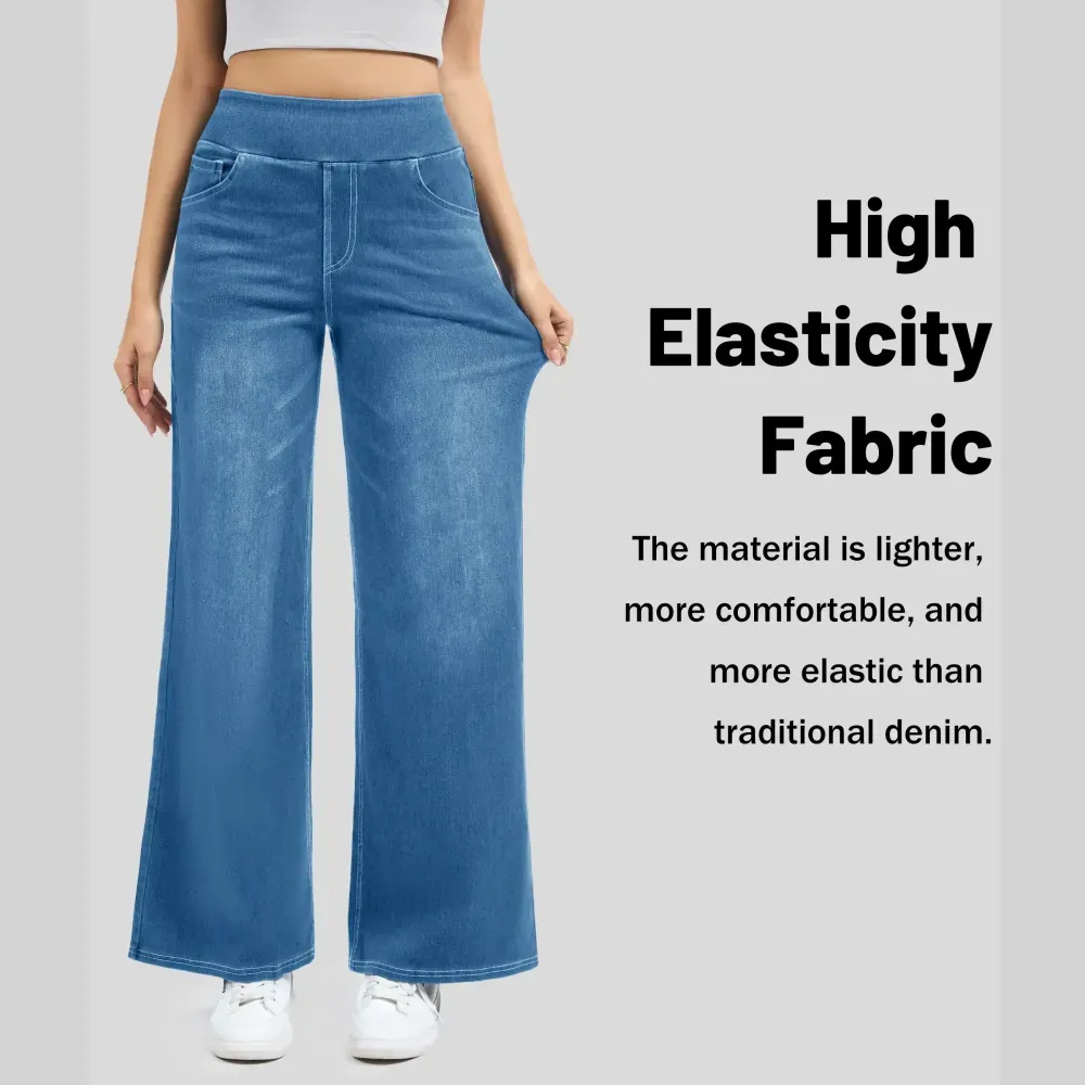 Wide Leg Stretchy Jeans for Women Loose Fit