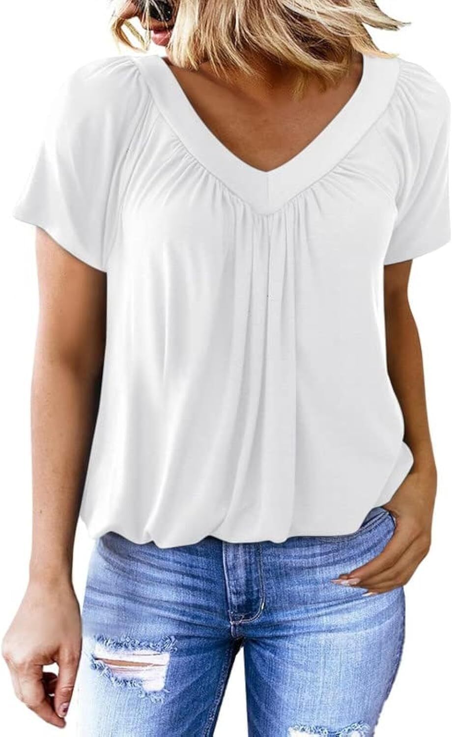 🔥Last day promotion🔥Women's Casual Summer T Shirts Short Sleeve V Neck Tops Tshirts