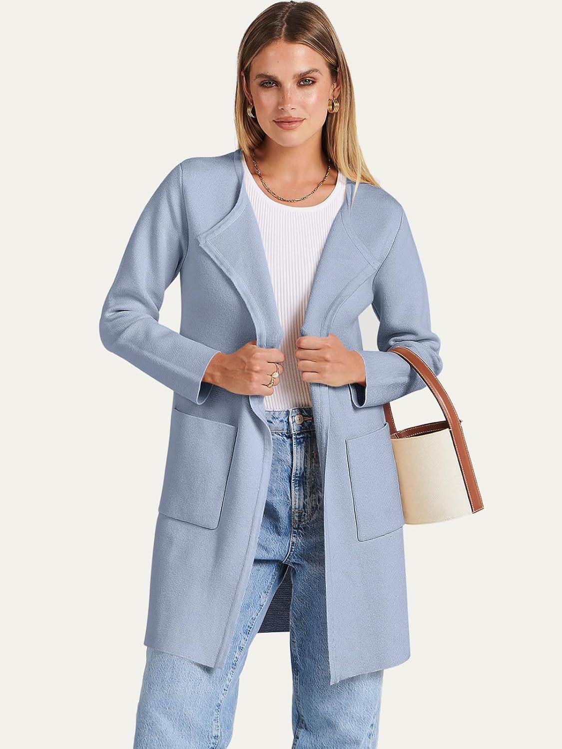 Women's Open Front Knit Lightweight Cardigan Casual Long Coatigan Sweater Lady Jacket Coat 2025 Fall Outerwear