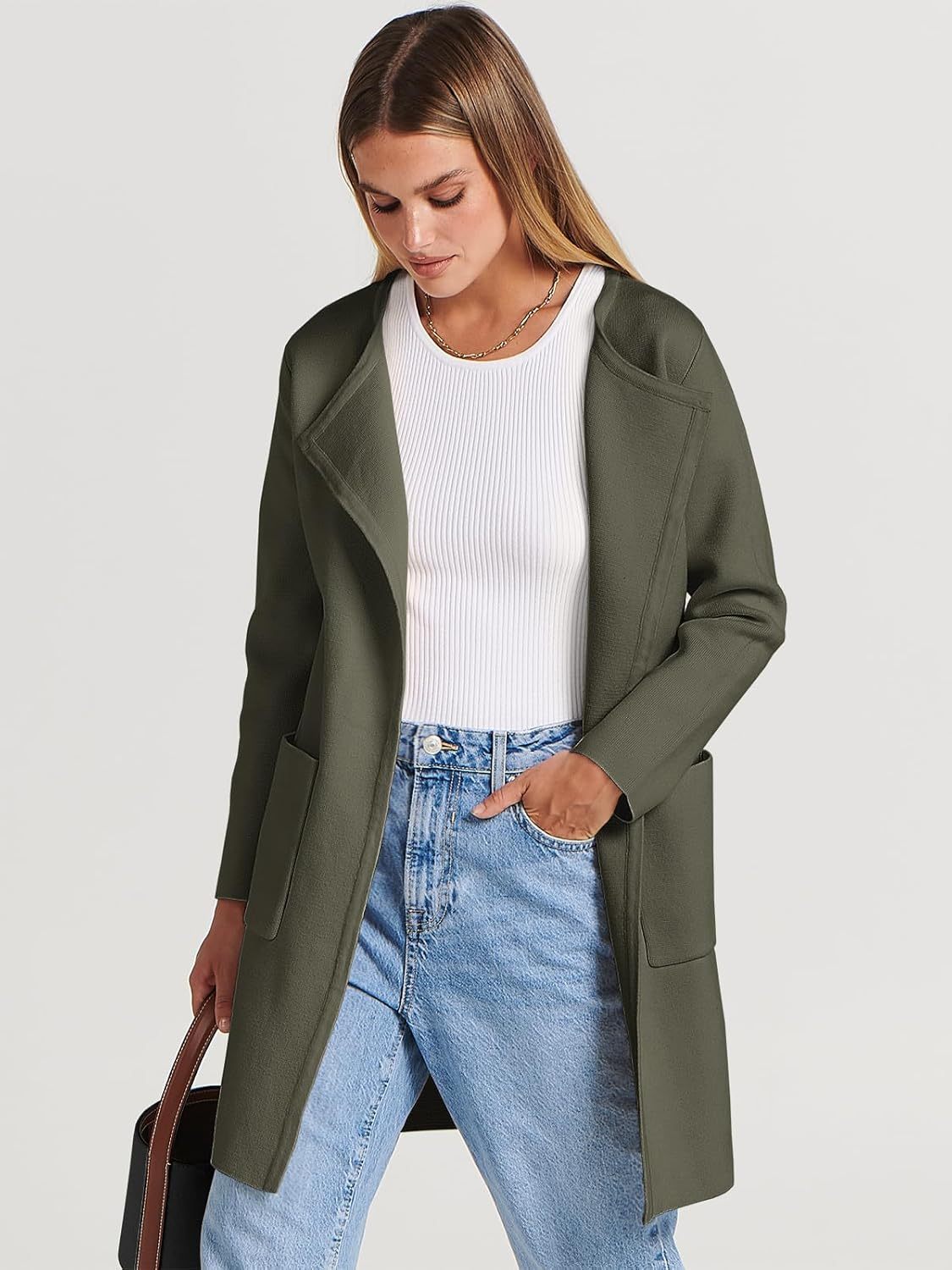 Women's Open Front Knit Lightweight Cardigan Casual Long Coatigan Sweater Lady Jacket Coat 2025 Fall Outerwear