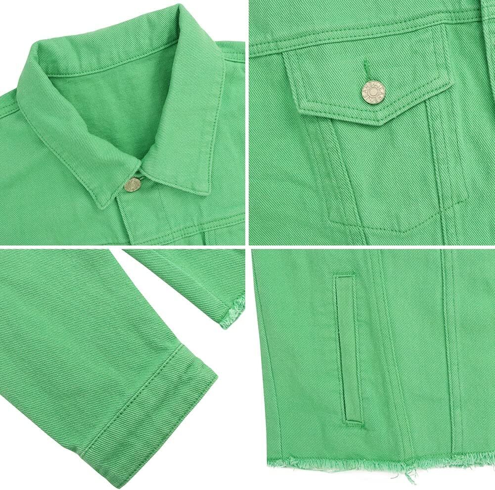 🔥Last day promotion⏰—Womens Washed Crop Denim Jacket With Pockets