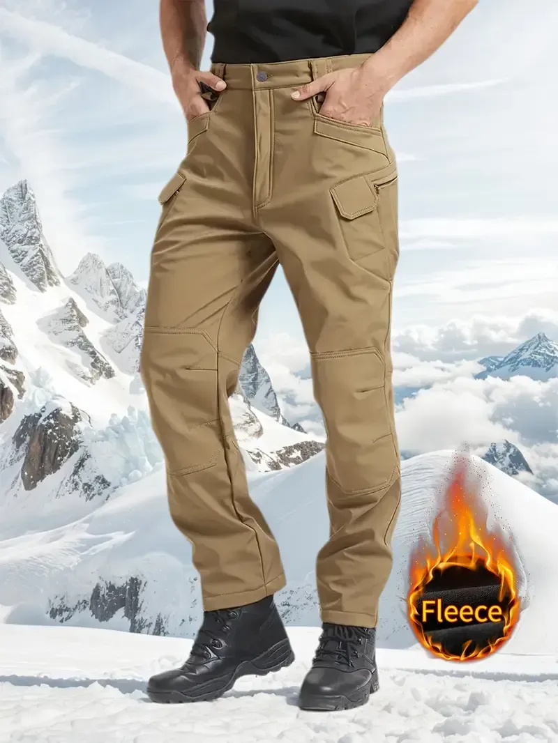 Windproof Warm Men's Outdoor Military Tactical Pants | Soft Shell Fleece Lined