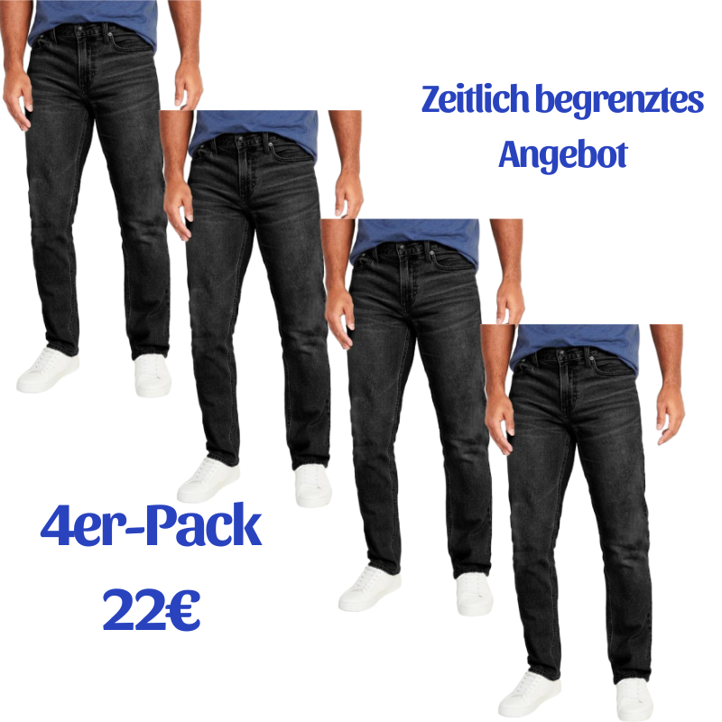⏰Letzter Tag nur 22 €!🔥Herren 4-Pack Flex-Stretch Slim gerade Jeans MIT 5-Pockets