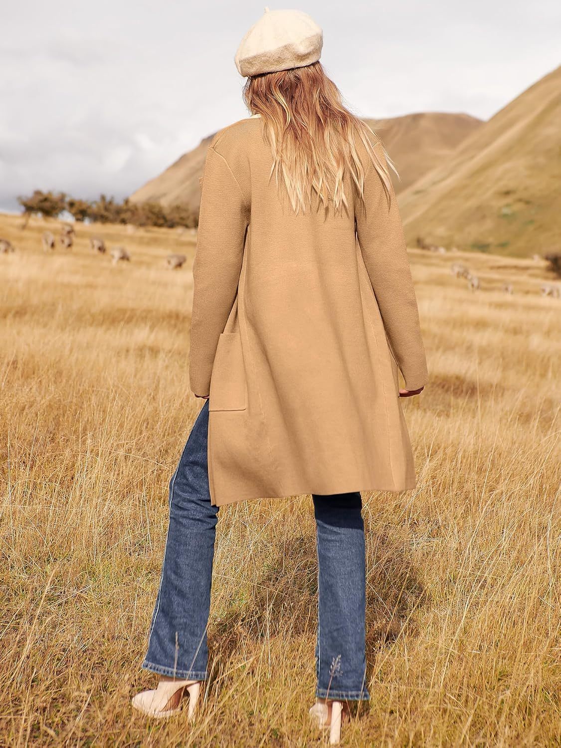 Women's Open Front Knit Lightweight Cardigan Casual Long Coatigan Sweater Lady Jacket Coat 2025 Fall Outerwear