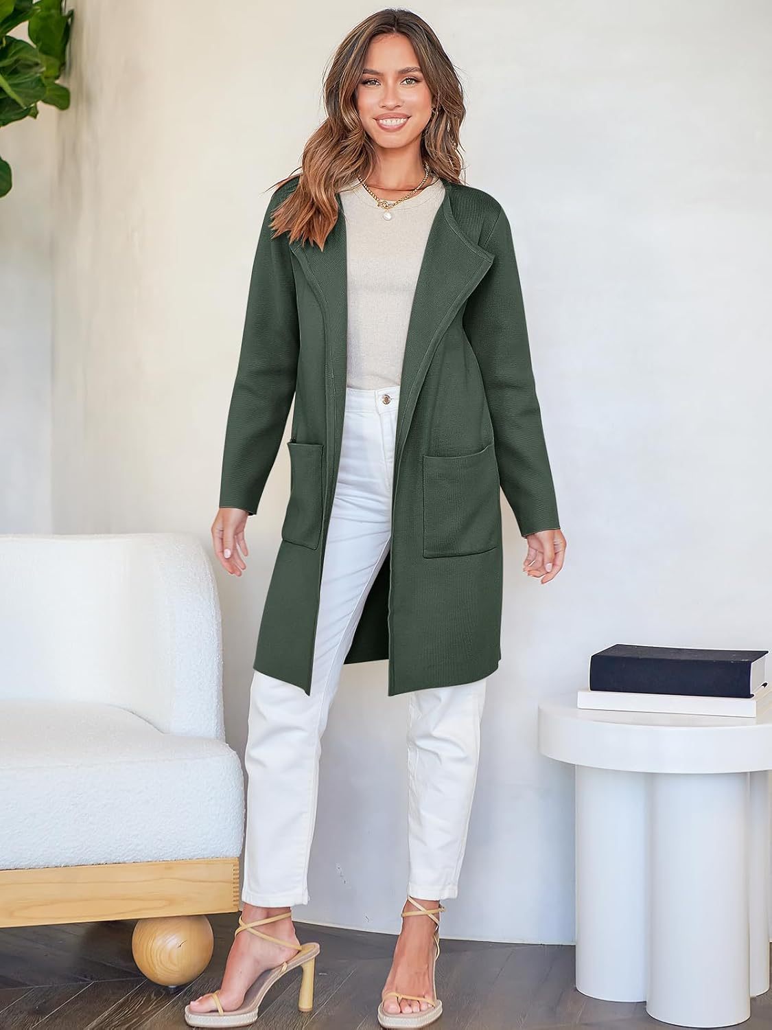 Women's Open Front Knit Lightweight Cardigan Casual Long Coatigan Sweater Lady Jacket Coat 2025 Fall Outerwear