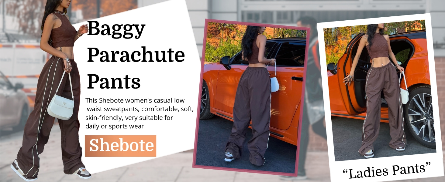 Women's Baggy Cargo Pants Trendy Casual Parachute Pant Loose Fit Joggers with Pockets for Streetwear