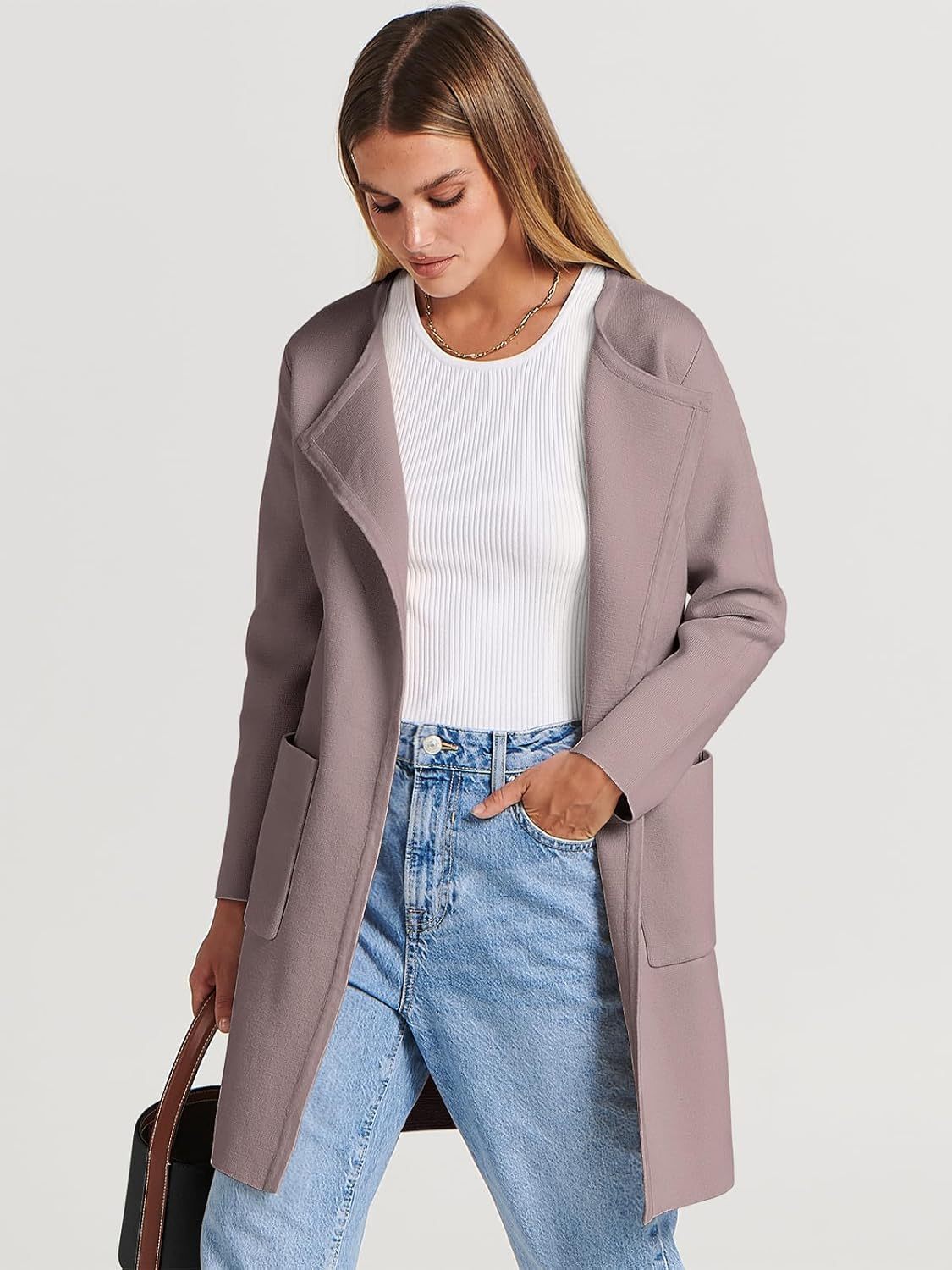 Women's Open Front Knit Lightweight Cardigan Casual Long Coatigan Sweater Lady Jacket Coat 2025 Fall Outerwear