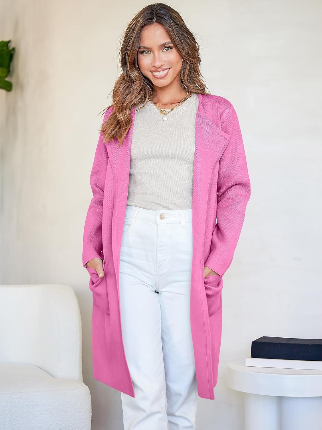 Women's Open Front Knit Lightweight Cardigan Casual Long Coatigan Sweater Lady Jacket Coat 2025 Fall Outerwear