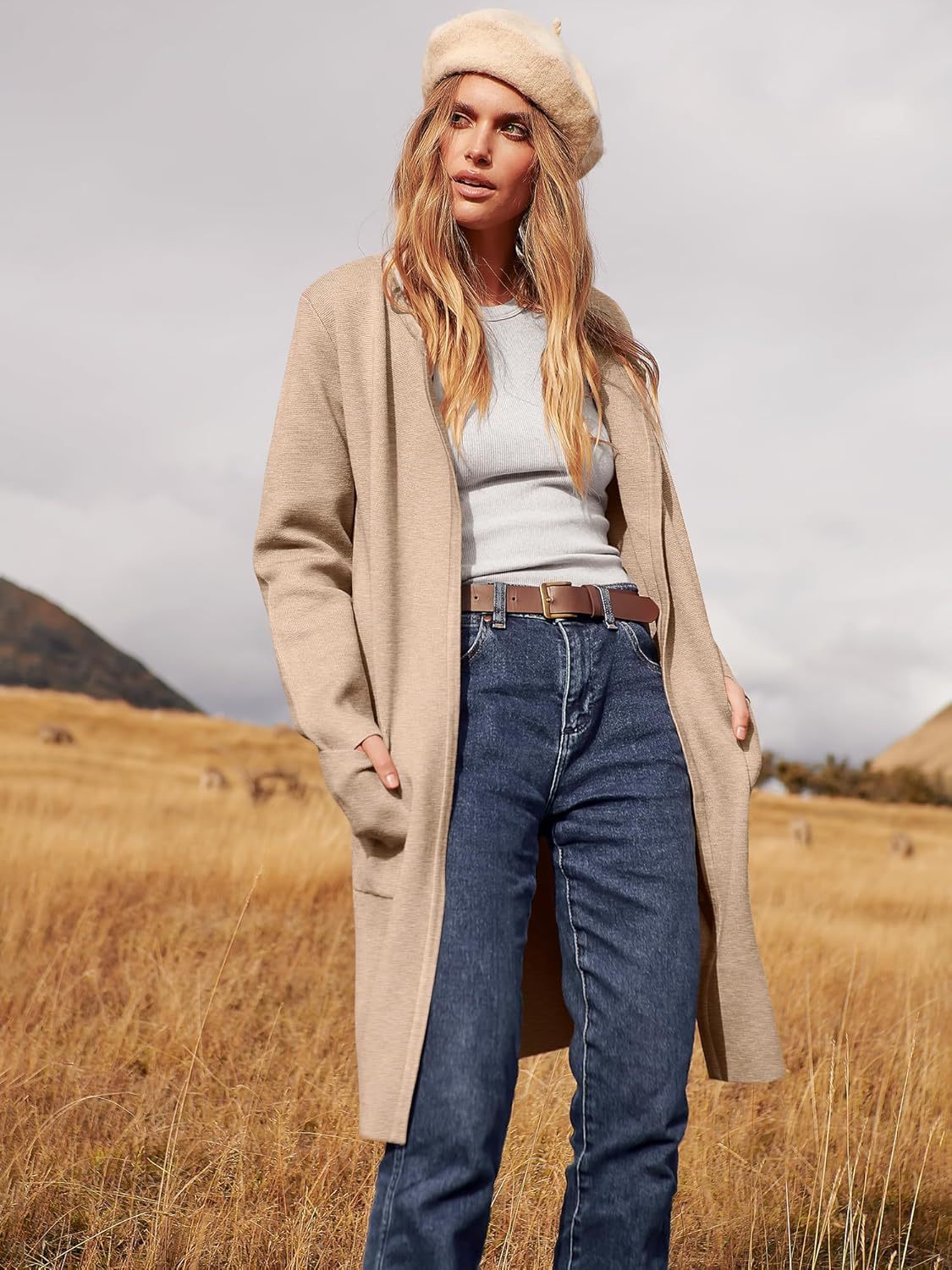 Women's Open Front Knit Lightweight Cardigan Casual Long Coatigan Sweater Lady Jacket Coat 2025 Fall Outerwear