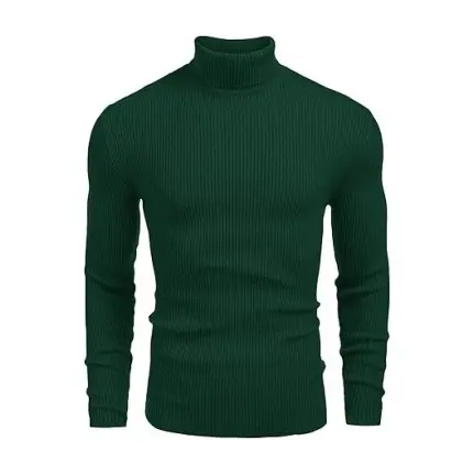 Fall/Winter Men’s Ribbed High-Neck Sweater – Slim Fit, Soft Knit, Warm Casual Pullover