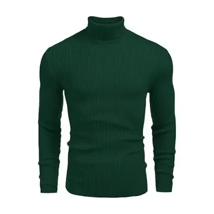 Fall/Winter Men’s Ribbed High-Neck Sweater – Slim Fit, Soft Knit, Warm Casual Pullover