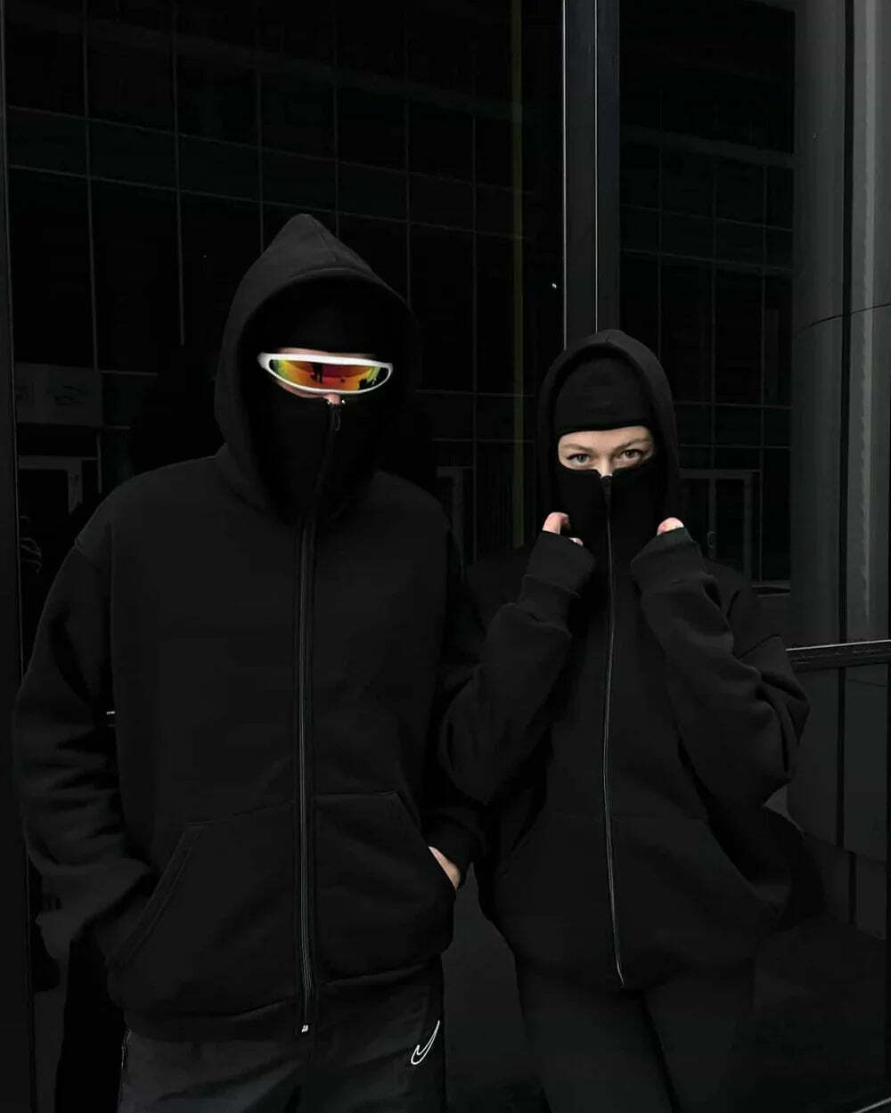 Unisex Hoodie with Built-In Eye Mask, Double Hooded Hoodie, Full Zip Hooded Sweatshirt for Cold Weather