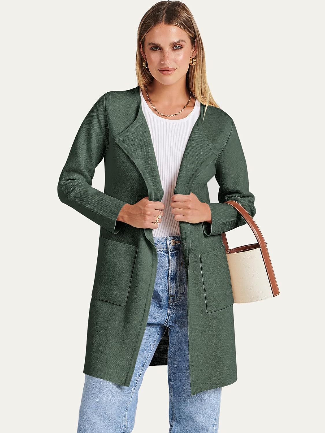 Women's Open Front Knit Lightweight Cardigan Casual Long Coatigan Sweater Lady Jacket Coat 2025 Fall Outerwear