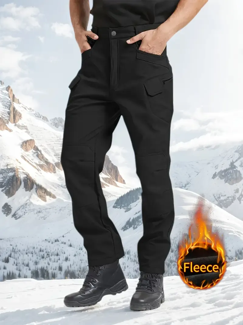 Windproof Warm Men's Outdoor Military Tactical Pants | Soft Shell Fleece Lined