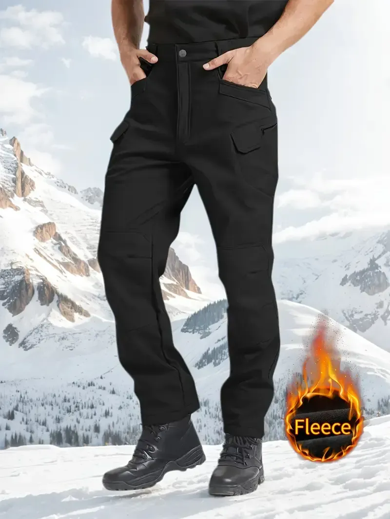 Windproof Warm Men's Outdoor Military Tactical Pants | Soft Shell Fleece Lined