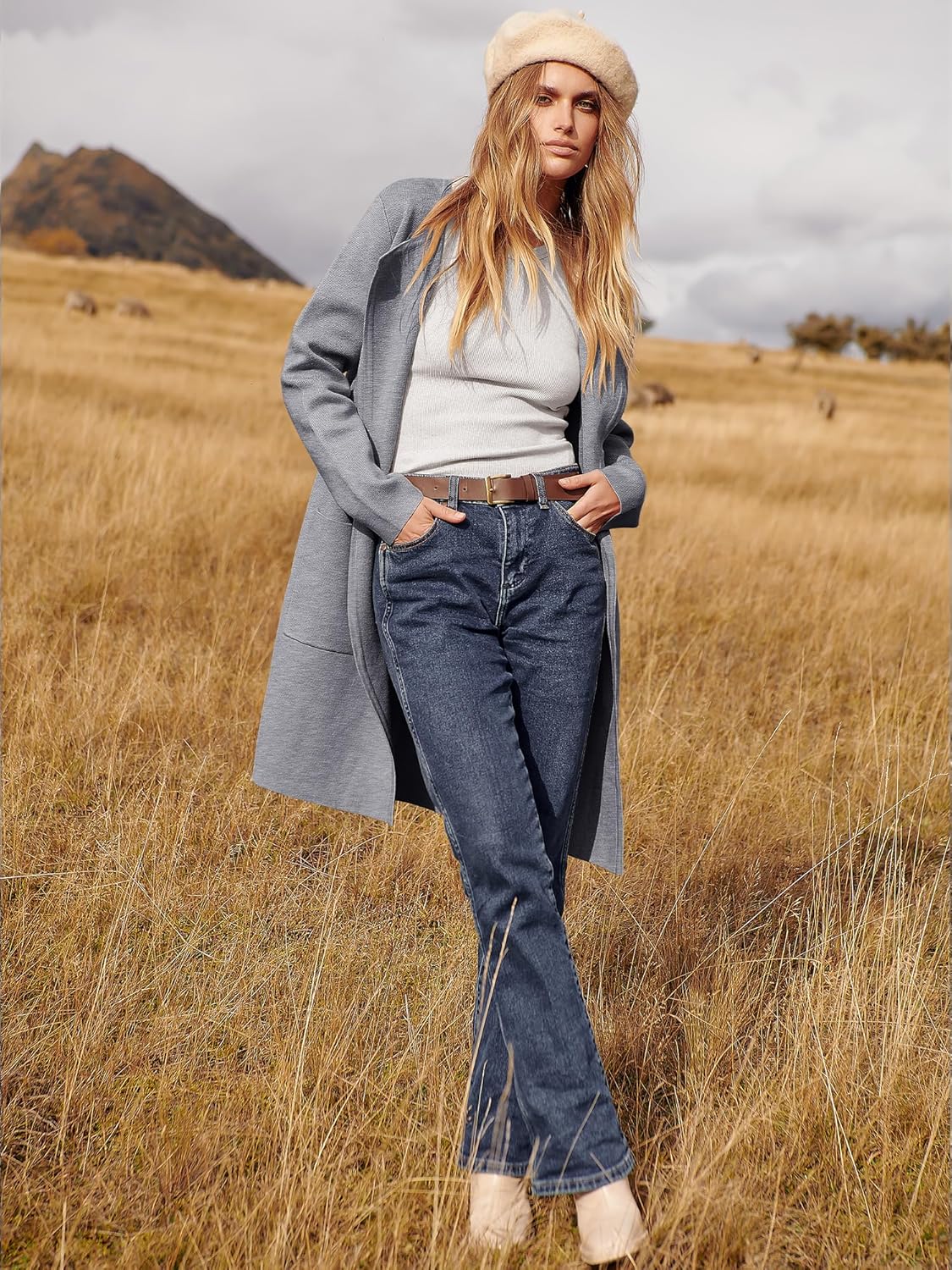 Women's Open Front Knit Lightweight Cardigan Casual Long Coatigan Sweater Lady Jacket Coat 2025 Fall Outerwear