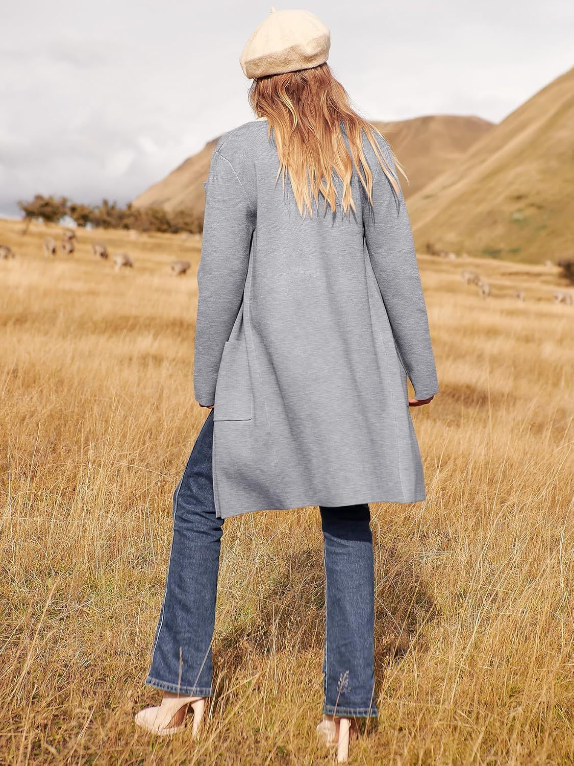 Women's Open Front Knit Lightweight Cardigan Casual Long Coatigan Sweater Lady Jacket Coat 2025 Fall Outerwear