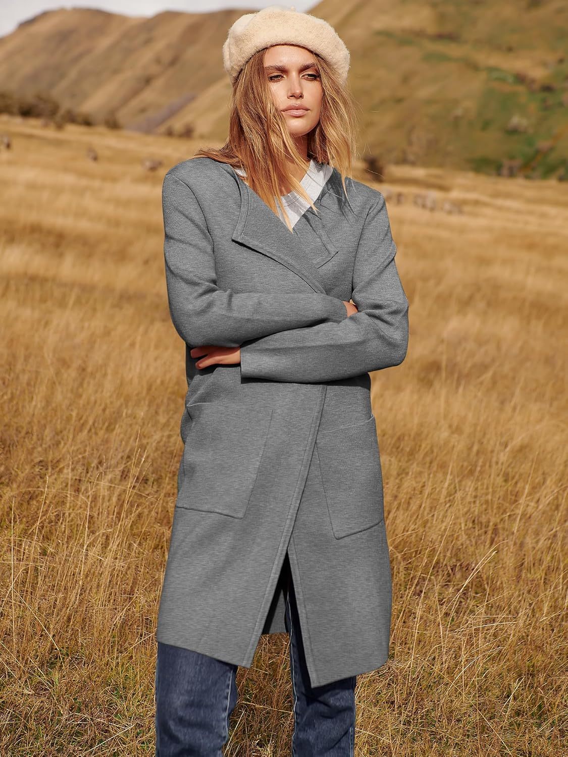 Women's Open Front Knit Lightweight Cardigan Casual Long Coatigan Sweater Lady Jacket Coat 2025 Fall Outerwear