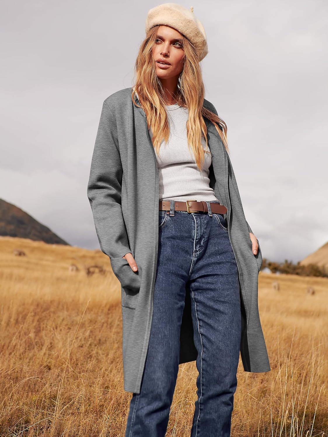 Women's Open Front Knit Lightweight Cardigan Casual Long Coatigan Sweater Lady Jacket Coat 2025 Fall Outerwear