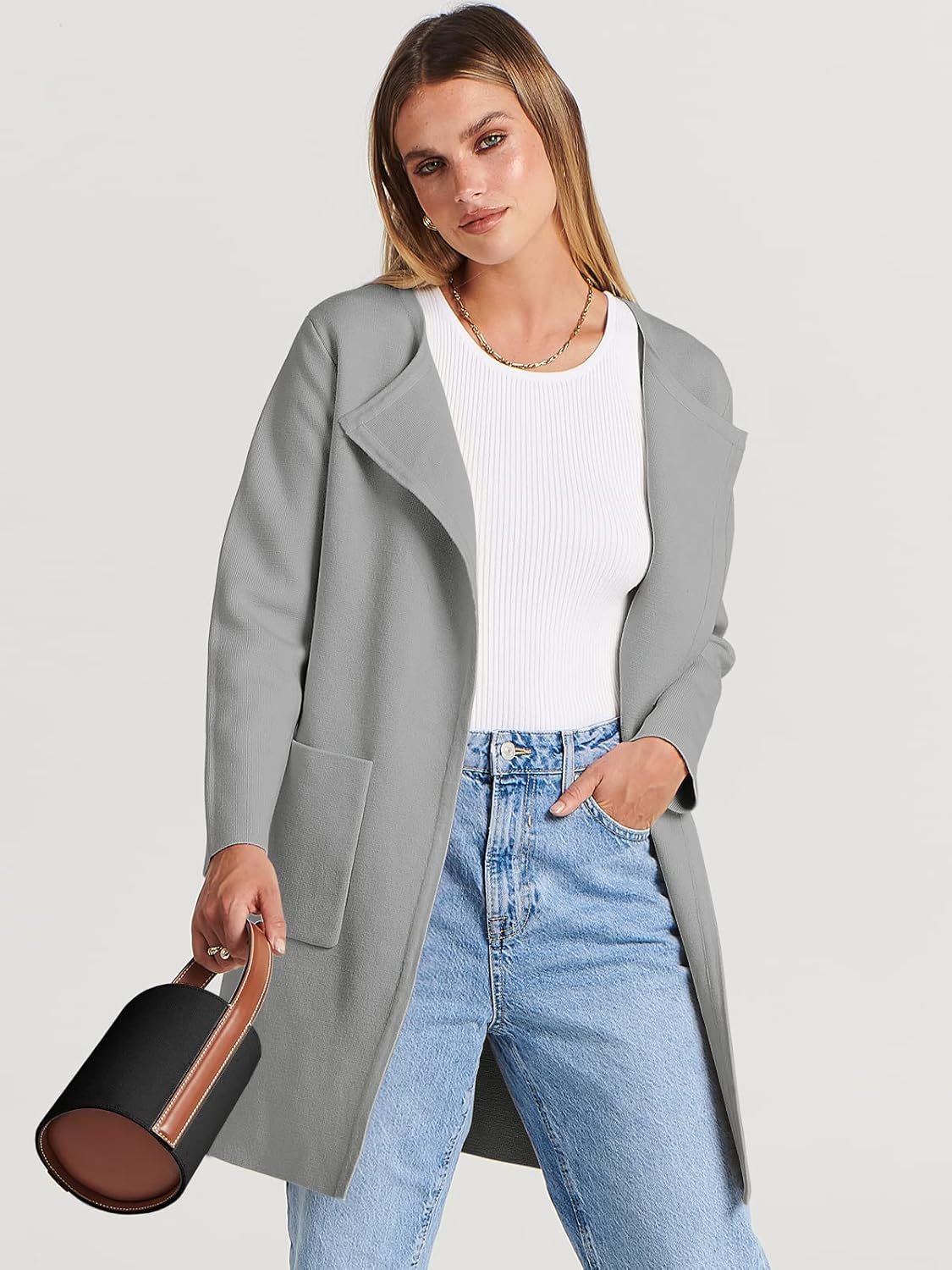 Women's Open Front Knit Lightweight Cardigan Casual Long Coatigan Sweater Lady Jacket Coat 2025 Fall Outerwear