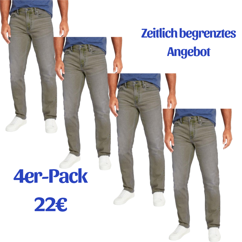 ⏰Letzter Tag nur 22 €!🔥Herren 4-Pack Flex-Stretch Slim gerade Jeans MIT 5-Pockets