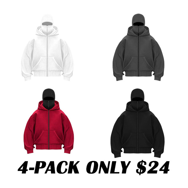 Unisex Hoodie with Built-In Eye Mask, Double Hooded Hoodie, Full Zip Hooded Sweatshirt for Cold Weather