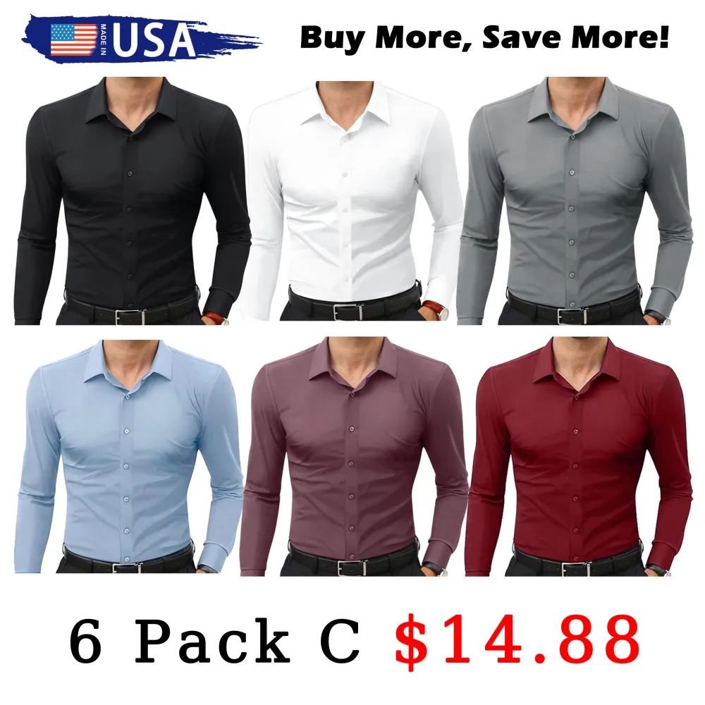🔥Men's Super Stretchy Dress Shirt Quick-Drying Breathable Anti-Wrinkle